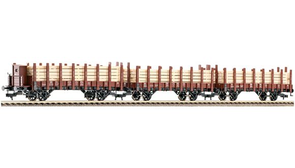 Set of 3 stake cars type R 02 loaded with timber<br /><a href='images/pictures/Fleischmann/45159.jpg' target='_blank'>Full size image</a>